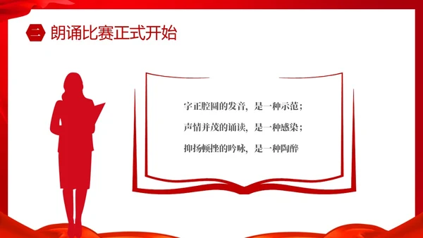 红色简约大气校园诗词朗诵大赛PPT