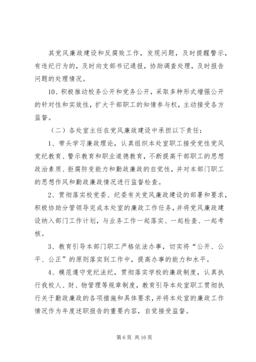 学校党风廉政建设责任书(分管).docx