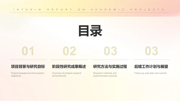 黄色简约风学术项目阶段性汇报PPT模板