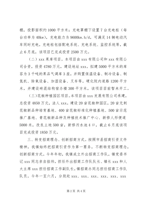 乡镇某年上半年招商引资工作总结.docx