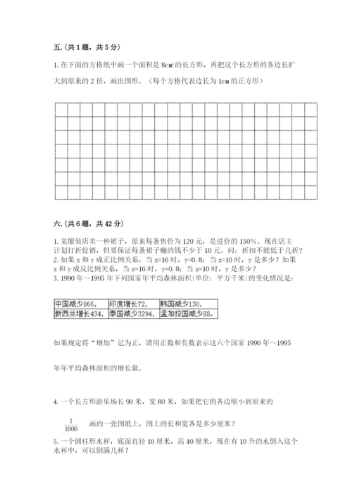 小学六年级下册数学摸底考试题（黄金题型）.docx