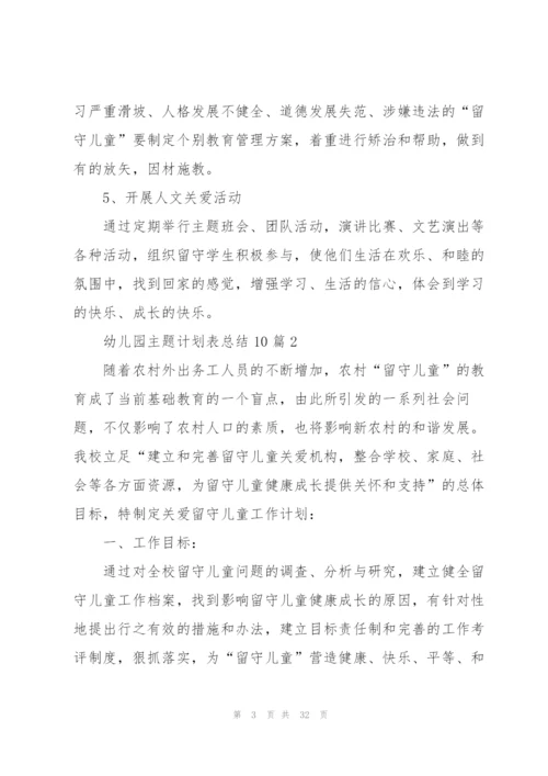 幼儿园主题计划表总结10篇.docx