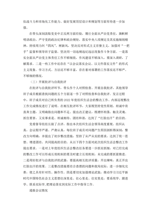 某某党支部2022年度党史学习教育专题组织生活会情况报告.docx