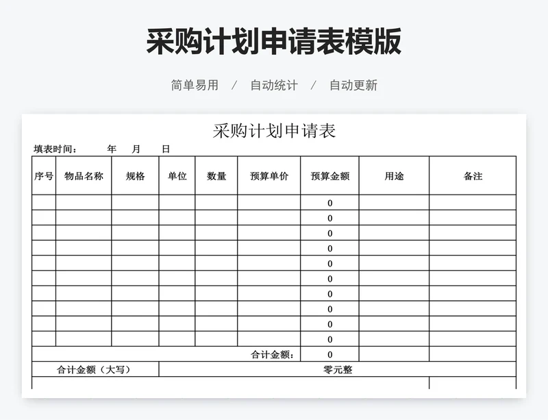 采购计划申请表模版