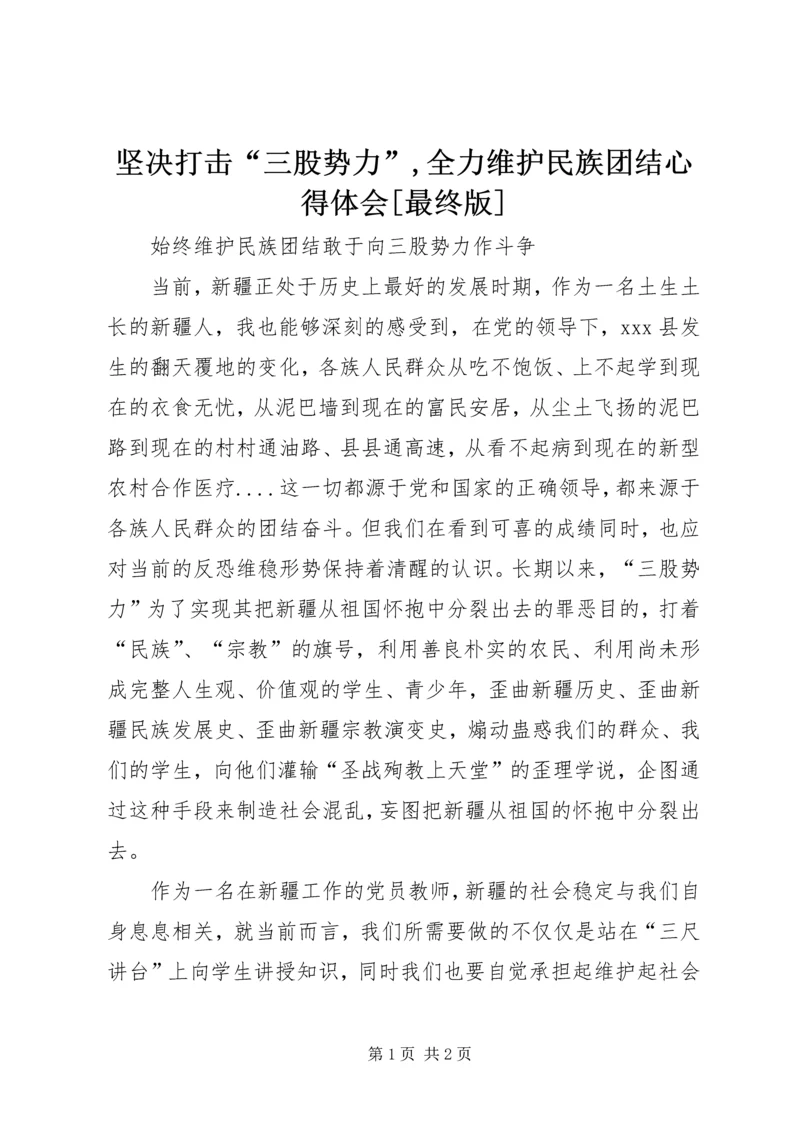 坚决打击“三股势力”,全力维护民族团结心得体会[最终版].docx