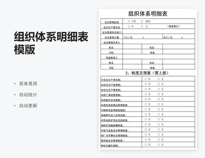 组织体系明细表模版