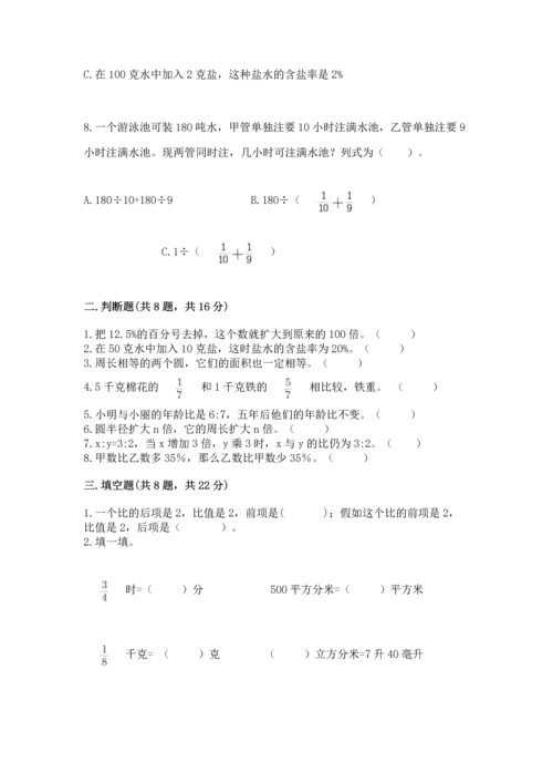 人教版小学六年级上册数学期末测试卷（考点精练）.docx