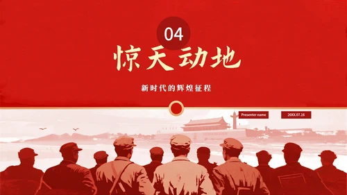 红色党政剪影风党史教育PPT模板