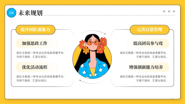 黄色插画风团支书竞选PPT模板