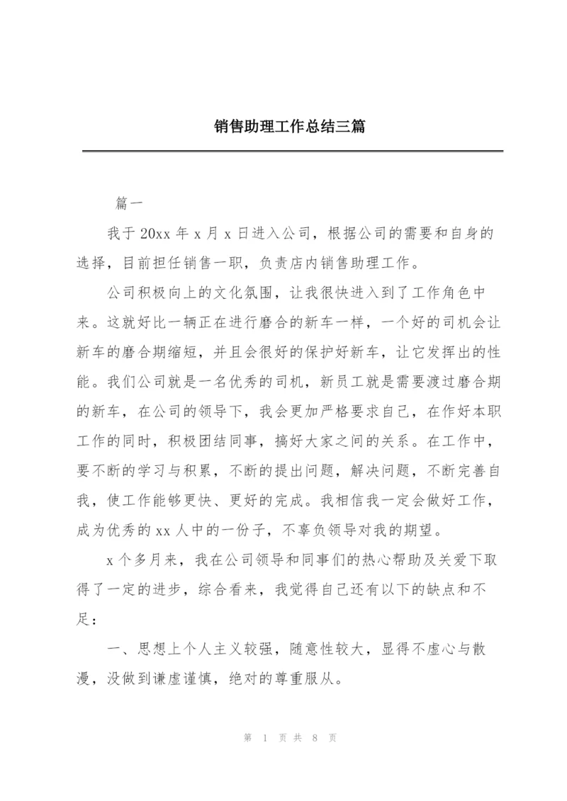 销售助理工作总结三篇.docx