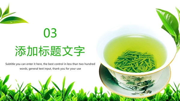绿色唯美茶艺茶道茶园文化品茶论道PPT模板