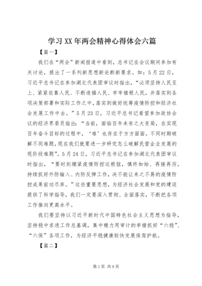 学习XX年两会精神心得体会六篇.docx