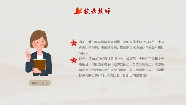 简约背景十佳少先队员评选表彰青少年PPT建队日