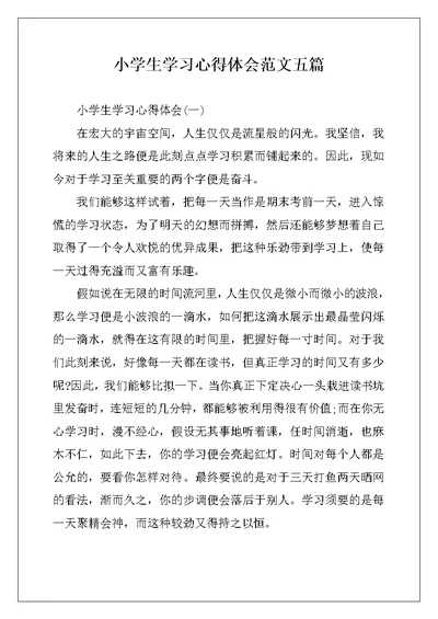 小学生学习心得体会范文五篇