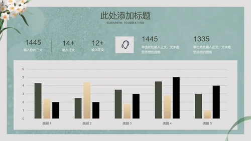 浅绿色插画清新风格PPT演示模板
