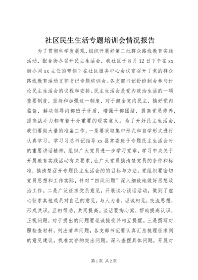 社区民生生活专题培训会情况报告.docx