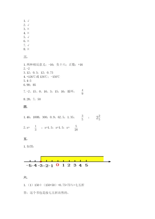 人教版六年级数学下学期期末测试题及参考答案【轻巧夺冠】.docx