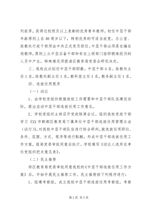 学校中层干部选拔任用方案.docx