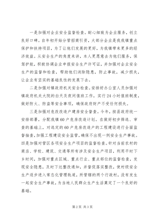 乡镇某年安全生产一岗双责述职报告.docx