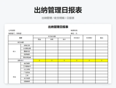 出纳管理日报表