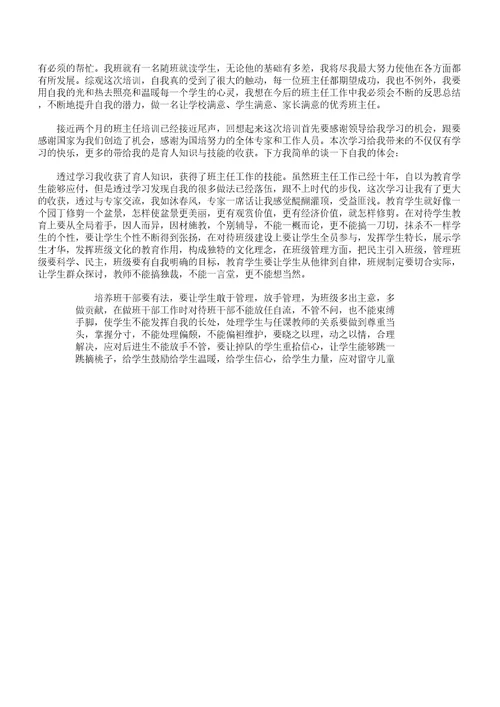 小学班主任培训心得体会三篇