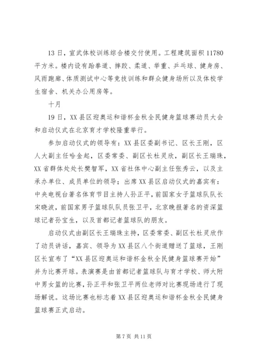 二00八年宣武体育局大事记范文合集.docx