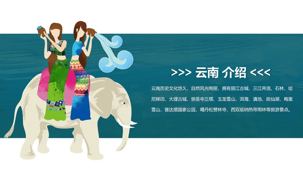 云南印象香格里拉西双版纳丽江旅游民族风PPT模板
