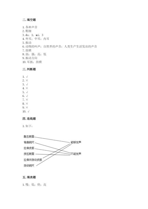 教科版 科学四年级上册第一单元声音测试卷实验班.docx