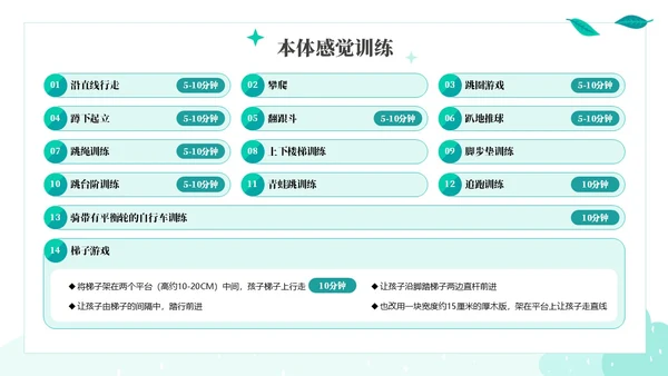 绿色绿叶小清新教育家庭中的感觉统合训练PPT课件教师培训