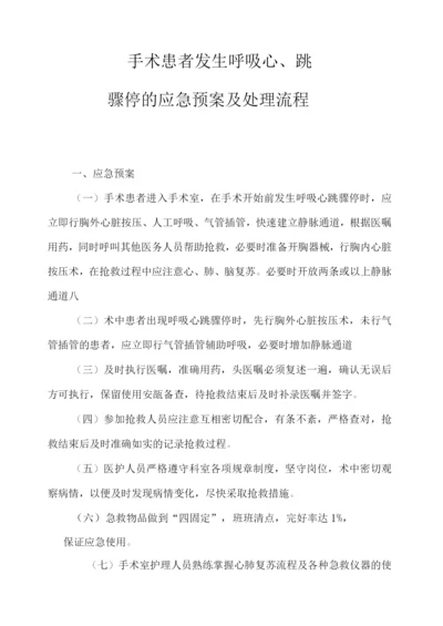 手术患者发生呼吸心跳骤停的应急预案及处理流程.docx