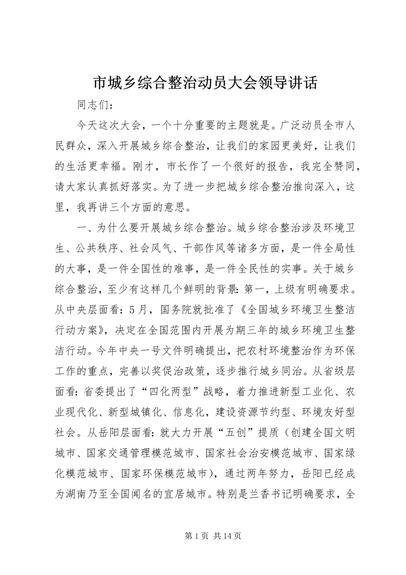 市城乡综合整治动员大会领导讲话.docx