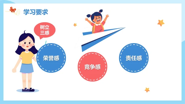 蓝色简约卡通小升初开学第一课主题班会PPT模板