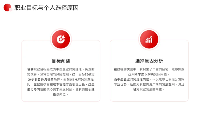 红色简约通用版大学生求职个人综合展示职业生涯规划（财务方向）