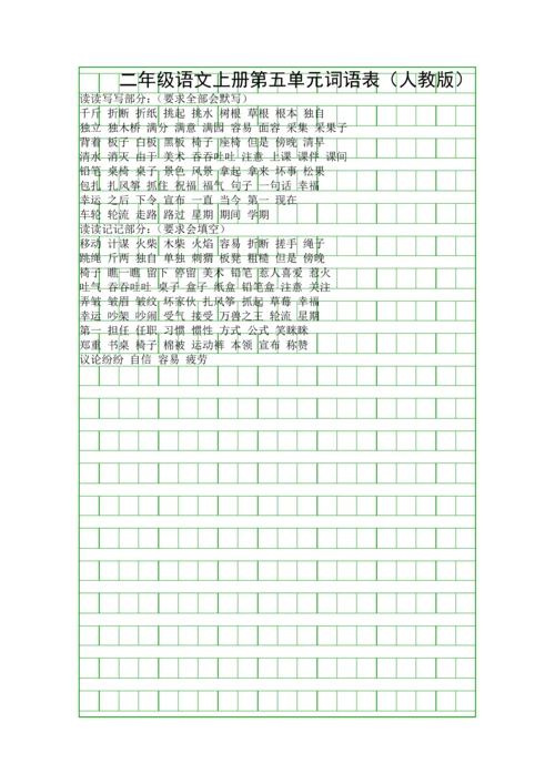 二年级语文上册词语表人教版.docx
