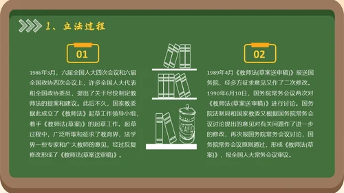 黑板风简约学习教师法教师PPT教师培训