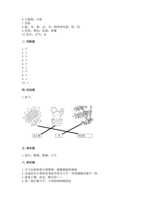 教科版一年级上册科学期末测试卷（黄金题型）.docx