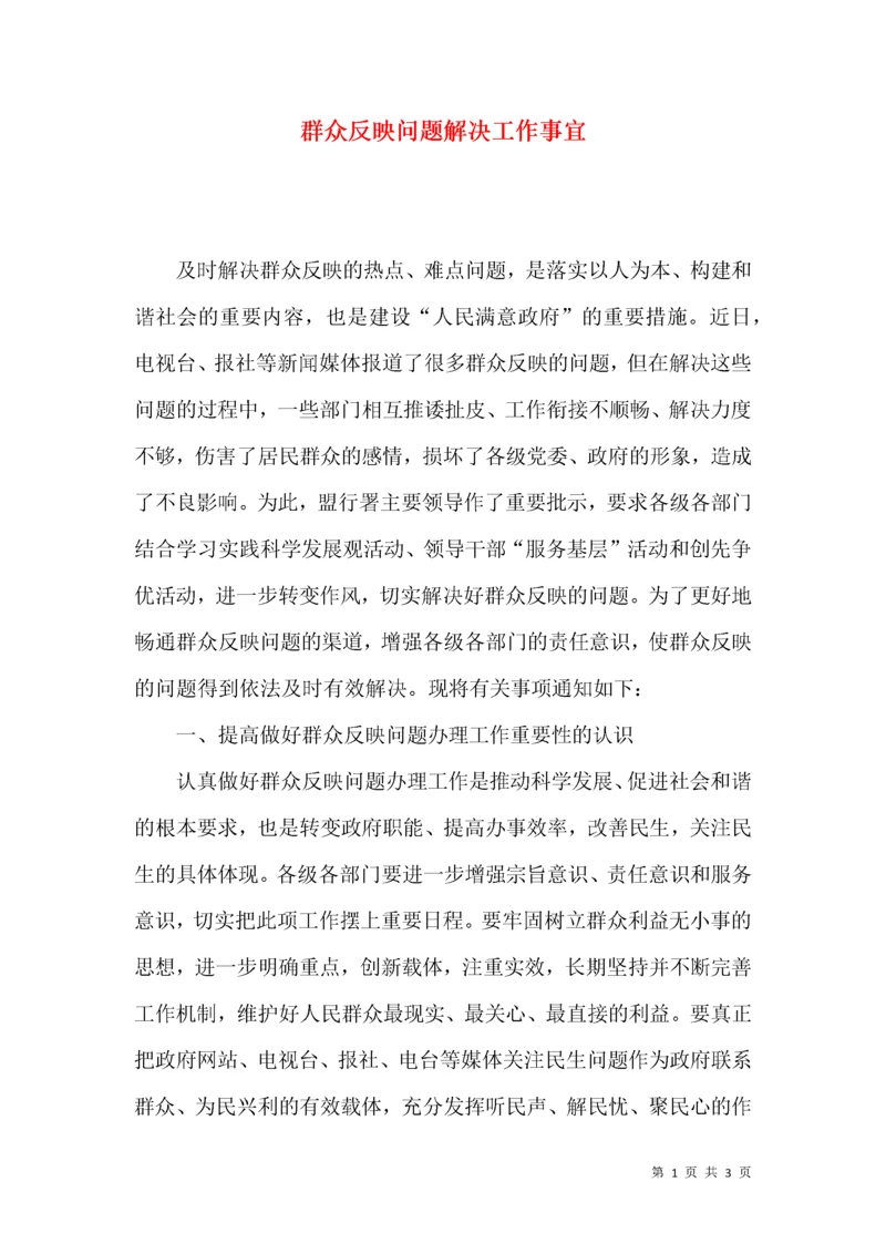 群众反映问题解决工作事宜.docx