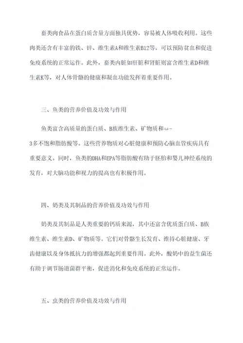 动物营养价值及功效与作用