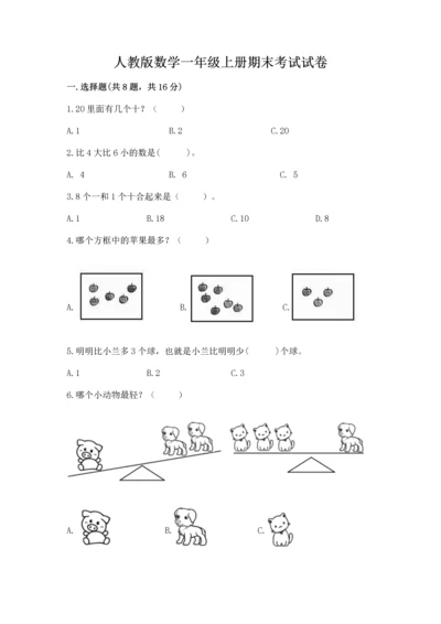 人教版数学一年级上册期末考试试卷【网校专用】.docx