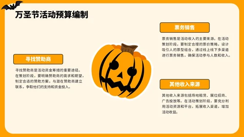 橙色插画风万圣节主题派对策划PPT模板