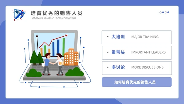 紫色蓝色商务插画简约模版销售管理培训通用PPT个人总结课件