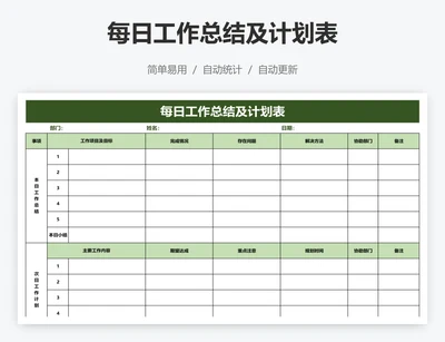 每日工作总结及计划表