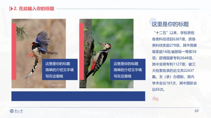 东北大学专属学术汇报毕业答辩通用PPT模板