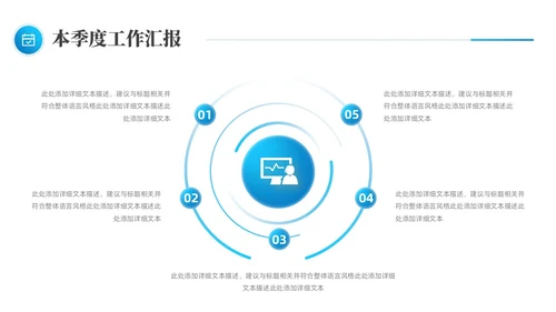 简约蓝色布局良机蓄势而上个人季度工作总结述职报告PPT模板