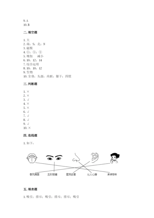 教科版二年级下册科学知识点期末测试卷含答案（预热题）.docx