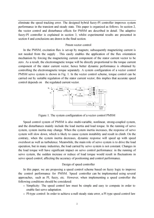外文翻译--永磁同步电机高性能速度控制的最优模糊PI控制器.docx