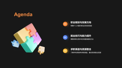 橙色3D风大学生就业指导PPT模板