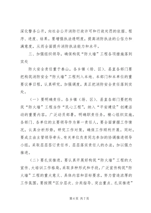 县委书记在消防安全部署会发言.docx