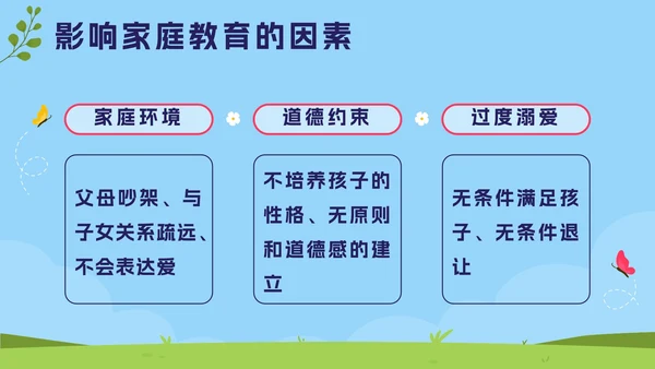 蓝色卡通学家庭教育，做智慧家长PPT模板