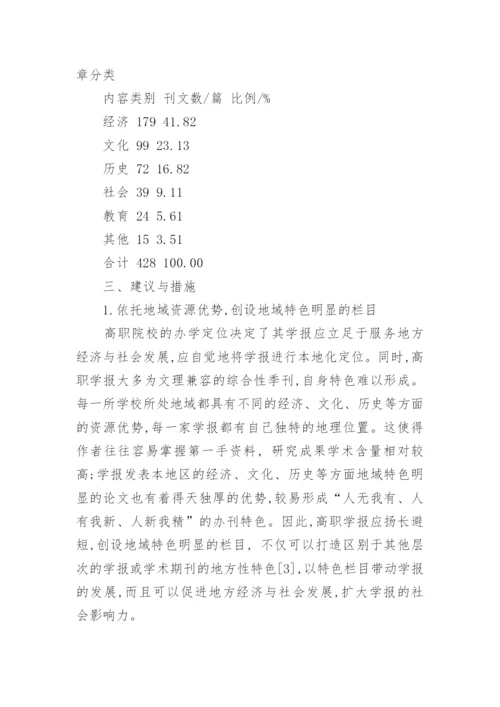 高职学报服务地方经济与社会发展的栏目设置比较分析论文.docx